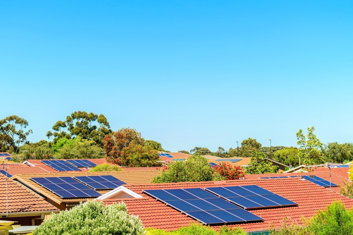 A home with rooftop solar panels